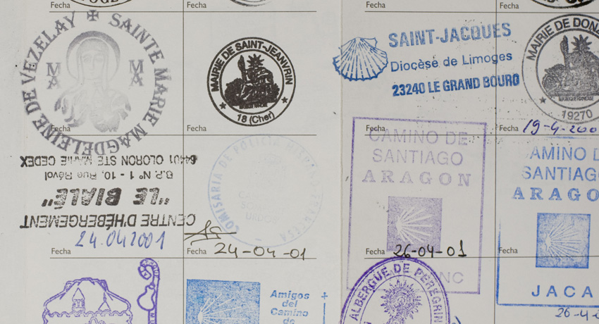 Pilgrim passport with stamps