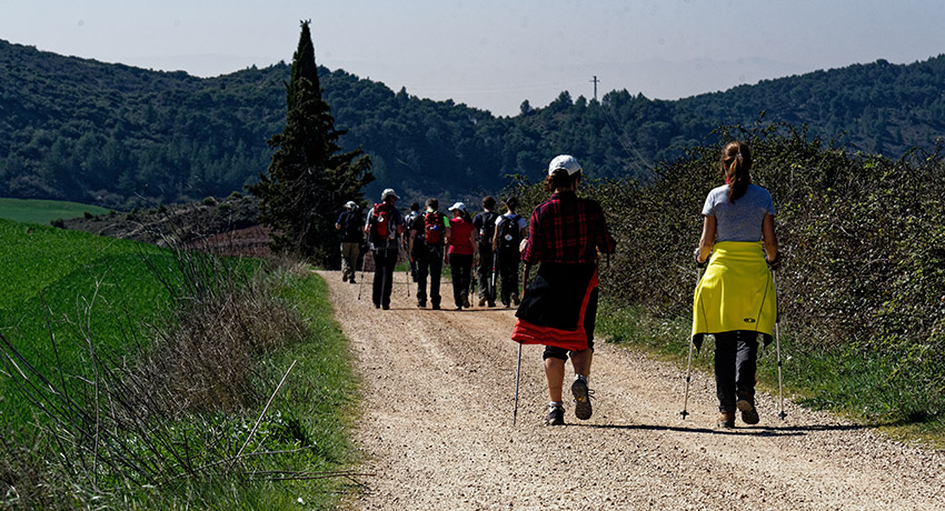 Pilgrims walking on el Camino