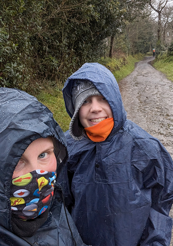 pilgrims braving the elements on el Camino