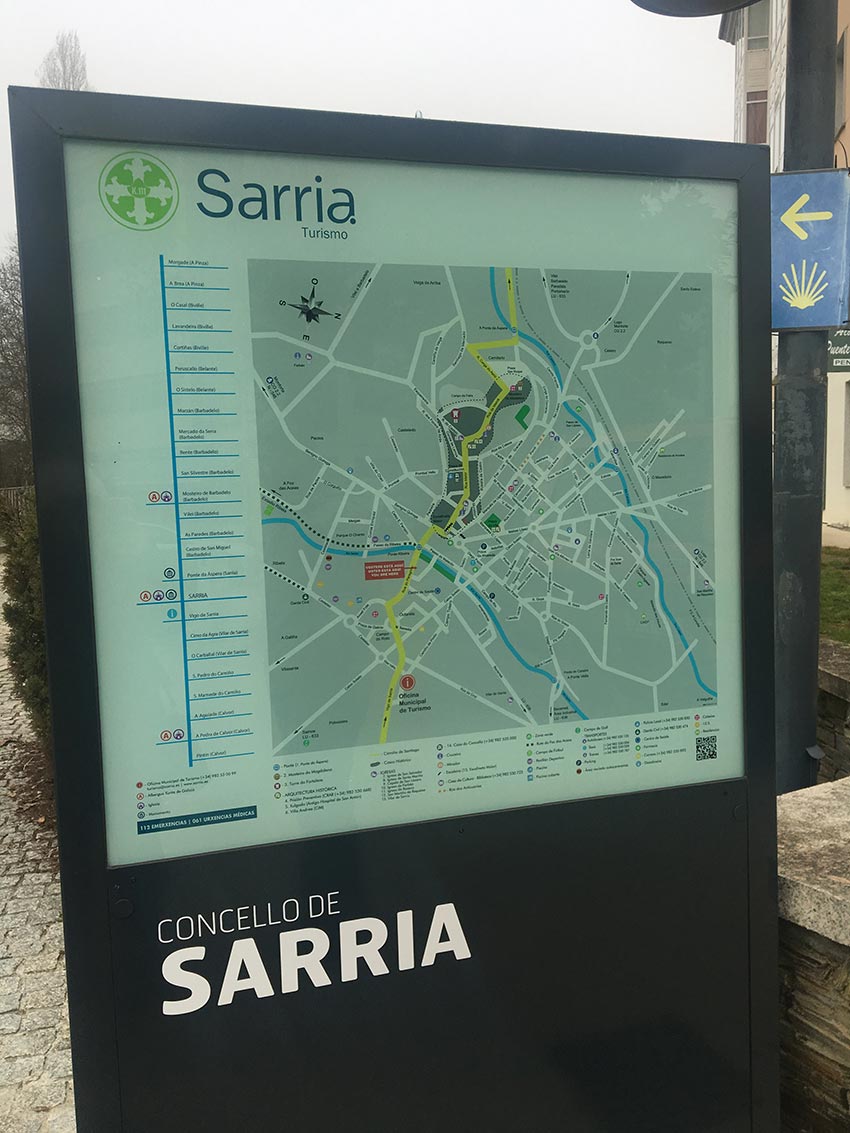 Sarria map and sign