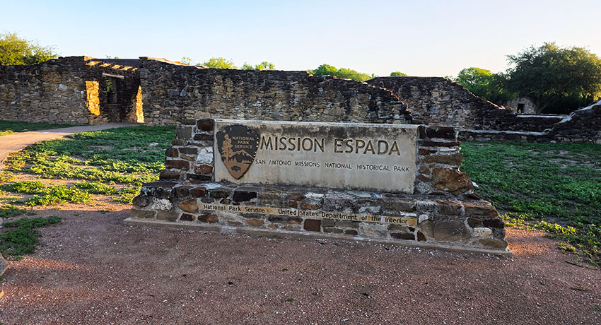 sign for mission espada at the national historical park