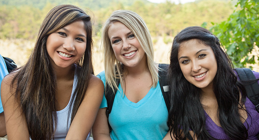 High school students smiling