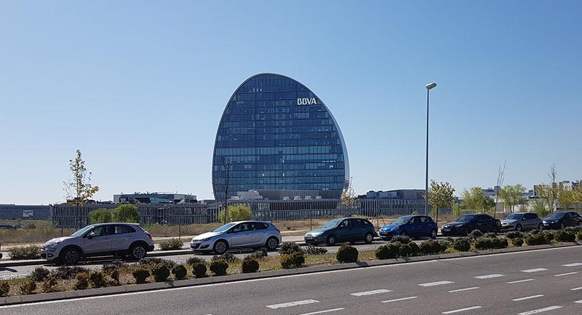 BBVA building view in Madrid