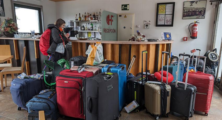 luggage waiting for transfer on el Camino