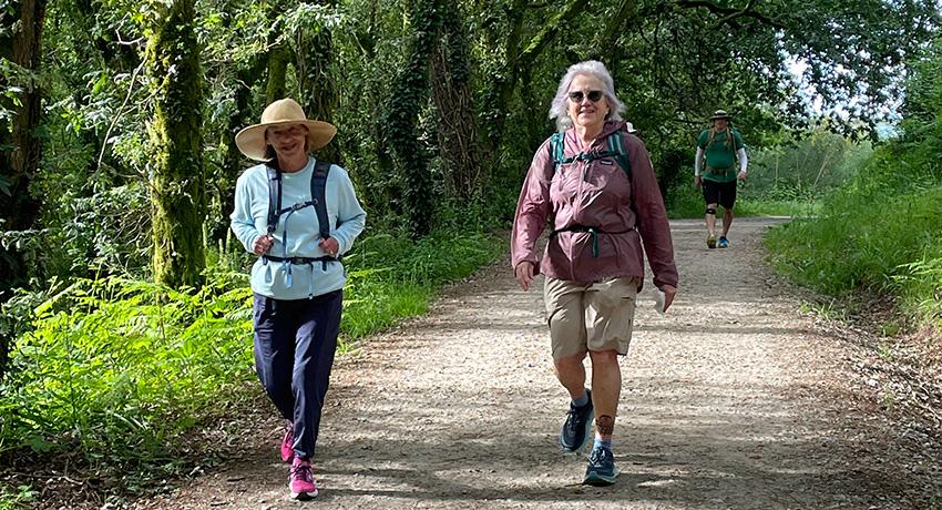 pilgrims taking an easy stroll on the Portuguese Camino