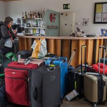 luggage waiting for transfer on el Camino