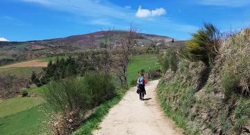 pilgrim on the trail to O Cebreiro