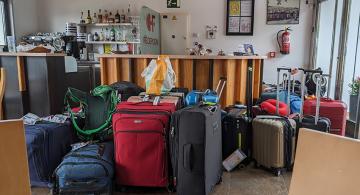 series of bags waiting for transfer
